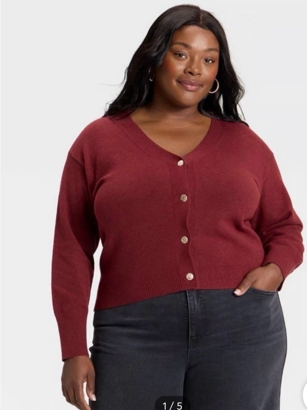 Ava & Viv V-Neck Cardigan/ Sweater in Burgundy Red-NWT